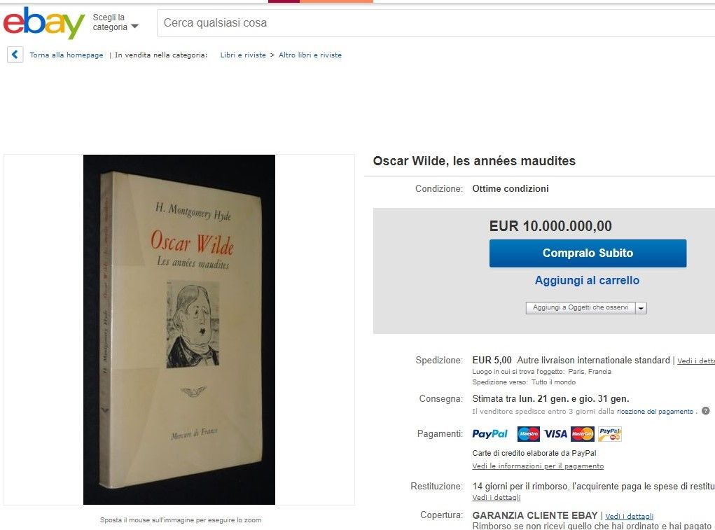 10 milioni di € per “Les années maudites” di Oscar Wilde: volete risparmiarne 9.999.985?