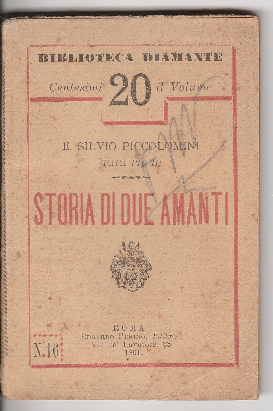 “Storia di due amanti” di Enea Silvio Piccolomini (Perino, 1891): un ‘diamante’ al mercatino