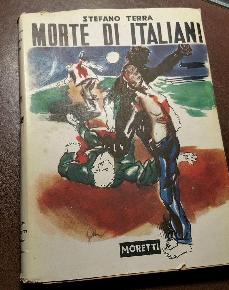 “Morte di italiani” di Stefano Terra (Moretti, 1945) con la sovraccoperta disegnata da Renato Guttuso