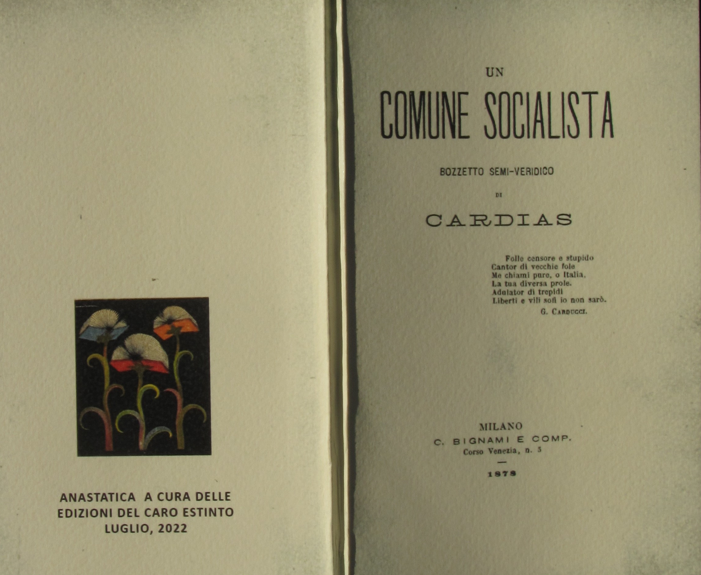 “Un comune socialista” (1878): ristampato il bozzetto di Giovanni Rossi