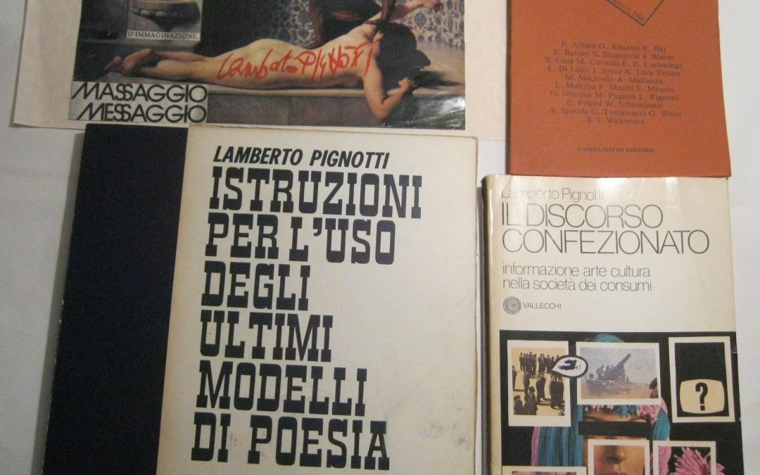 Tre libri in asta di Lamberto Pignotti (poesia visiva ’60 ’70) autografati