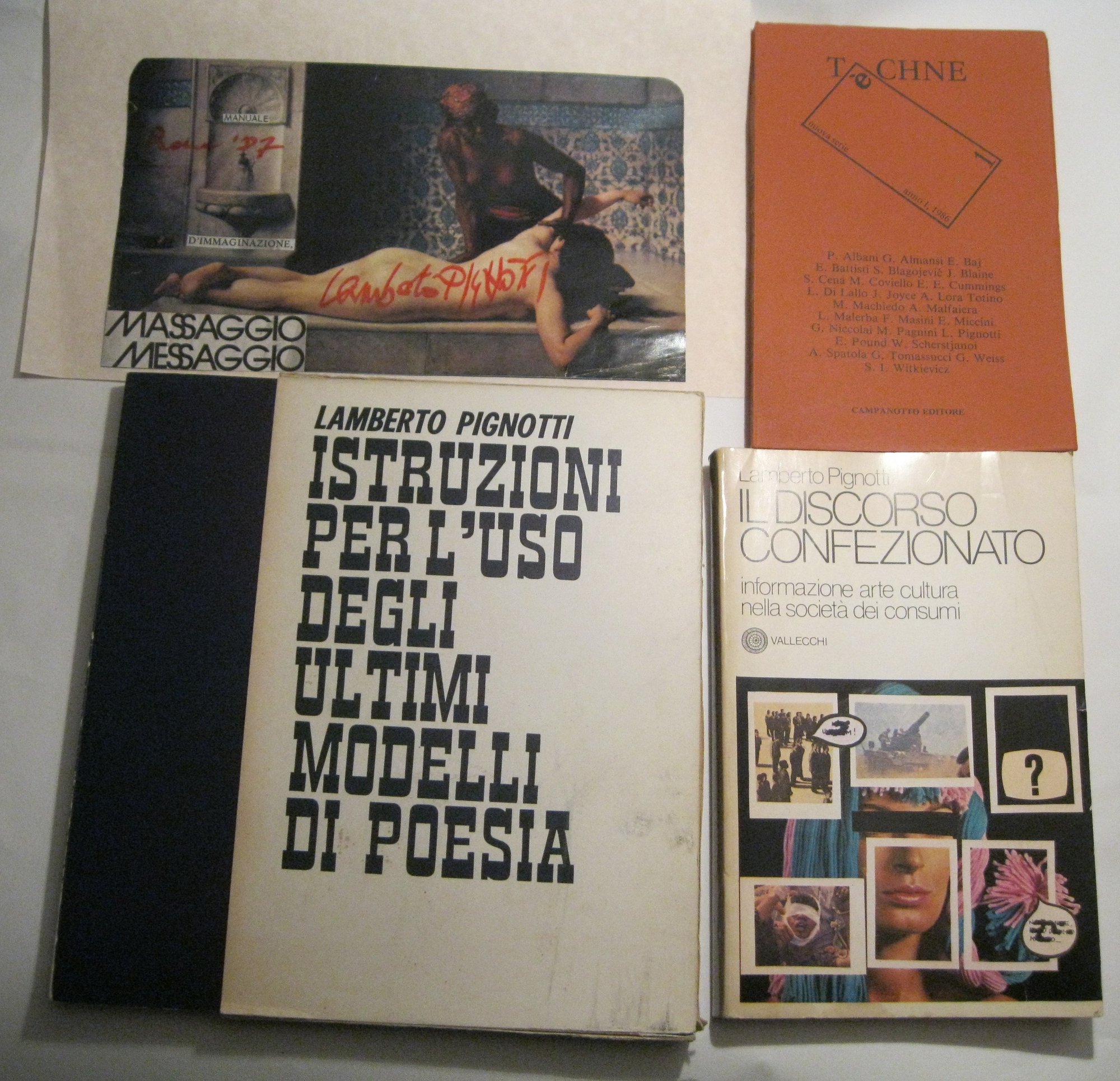 Tre libri in asta di Lamberto Pignotti (poesia visiva ’60 ’70) autografati