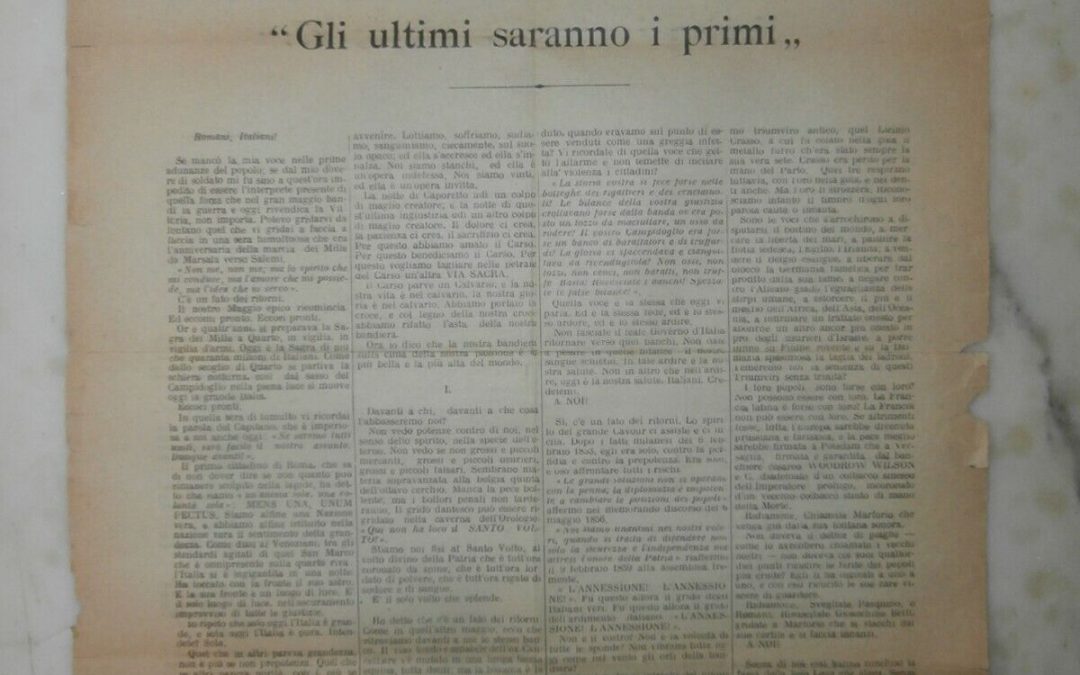 “Gli ultimi saranno i primi”: orazione di Gabriele D’Annunzio al popolo di Roma nell’Augusteo il 4 maggio 1919